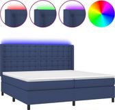 vidaXL Boxspring met matras en LED stof blauw 200x200 cm