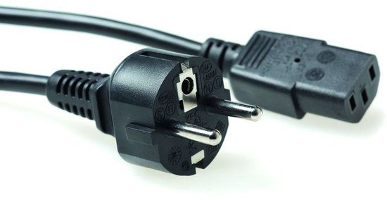 ACT Netsnoer Schuko CEE 7/7 male (recht) - C13 IEC 60320 zwart 2,5 m AK5017