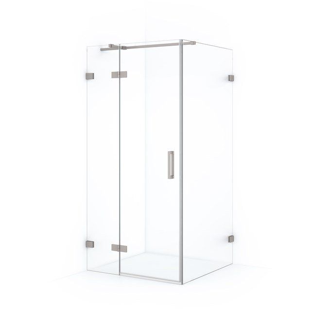 Maxaro Douchecabine Diamond 100x80cm 8mm Helder Veiligheidsglas Geborsteld RVS met Draaideur