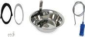 Évier en acier inoxydable pour camping, lavabo, modèle encastré + évacuation de 32 cm, rond + accessoires