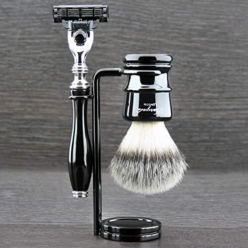 Haryali London Triple Edge Cartridge Razor & Synthetisch Haar Borstel 3 Stuk Mens Nat Scheren Set