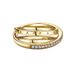 Pandora Signature Crossover Pavé Triple Band 14-karaats vergulde ring met heldere zirkoniasteentjes, 58