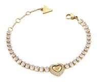 GUESS Beloved Pave Heart Tennis Bracelet Yellow Gold