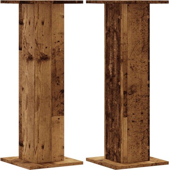 vidaXL Plantenstandaards - 2 stuks - 30x30x80 cm - Bewerkt hout - Oud houtkleurig