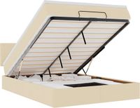 vidaXL Bed met matras 140x200 cm stof crèmekleurig