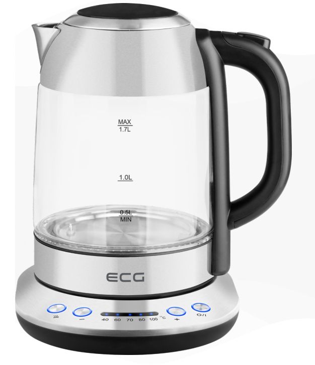 ECG RK 1781 Glass Waterkoker - 1.7L - 2200W - Grijs