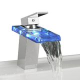 Eaxus LED RGB waterval glazen wastafelmengkraan badkamer chroom