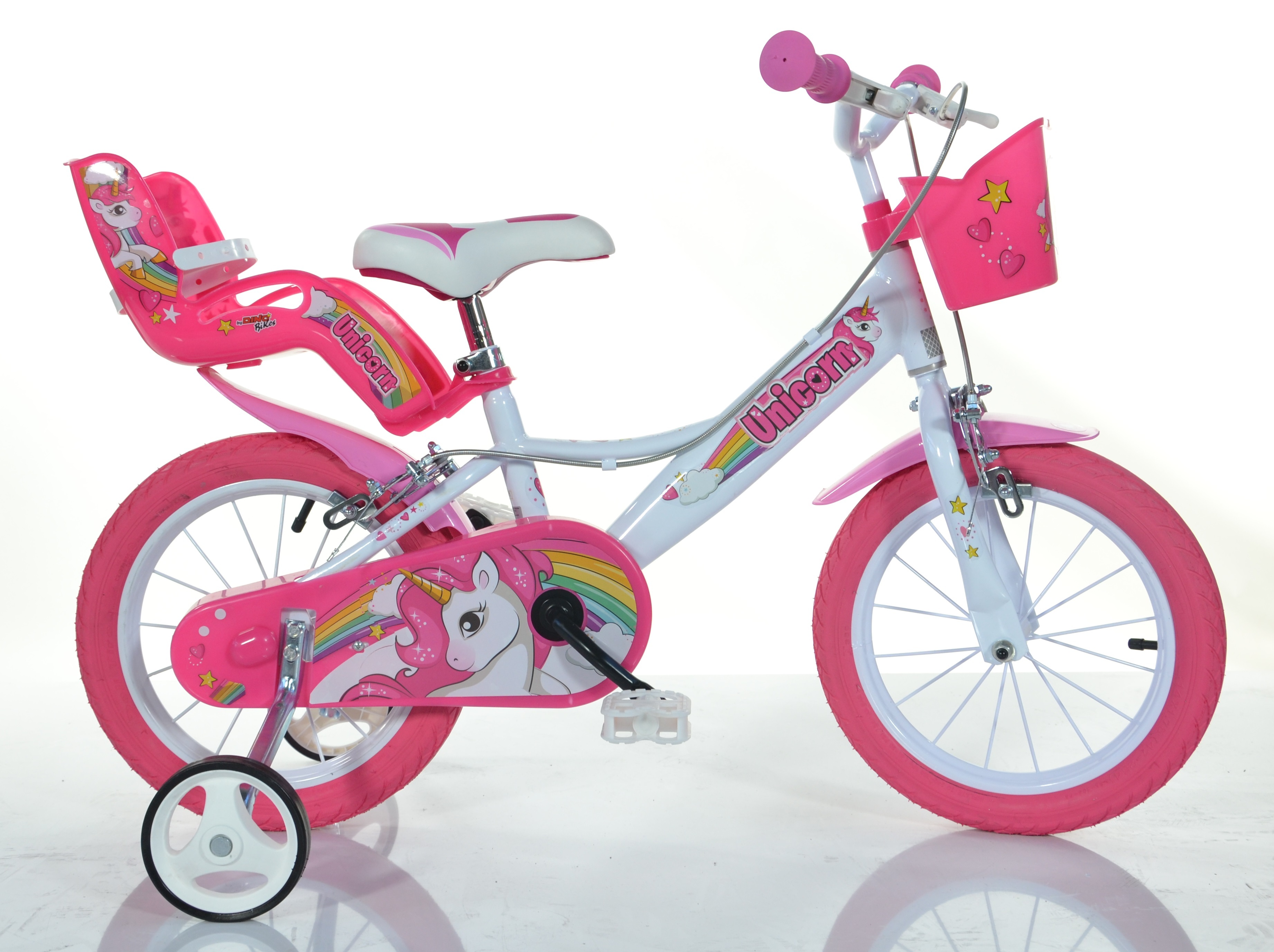 Dino Bikes 144R-UN wit, roze