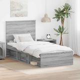vidaXL Bedframe Grijs Sonoma Massief grenenhout 90 x 190 cm