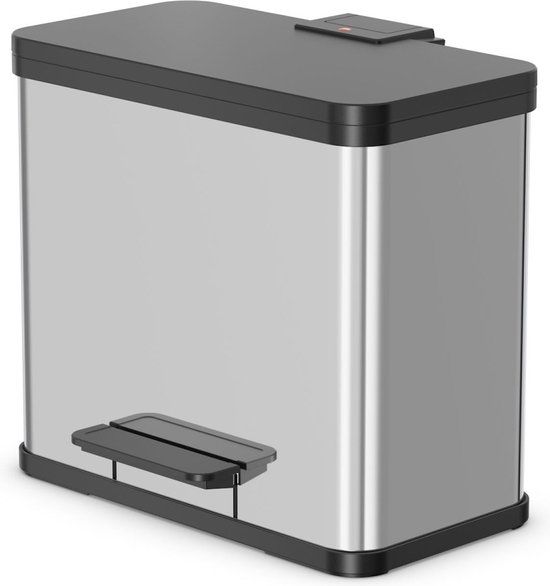 Hailo Öko Trio Plus Prullenbak - 3 x 9L - RVS - Afvalscheider
