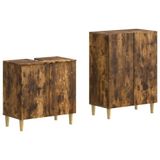 vidaXL - 2-delige - Badkamerkast - Set - ARNHEM - Gerookt - eiken - Bewerkt - hout