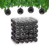 Relaxdays Kerstballen set van 100, kunststof, glanzend, Ø 6 cm, onbreekbaar, decoratie, zwart