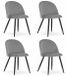 LEOBERT Set de 4 Chaises BELLO - Velours Gris Clair, Pieds en Métal Noir