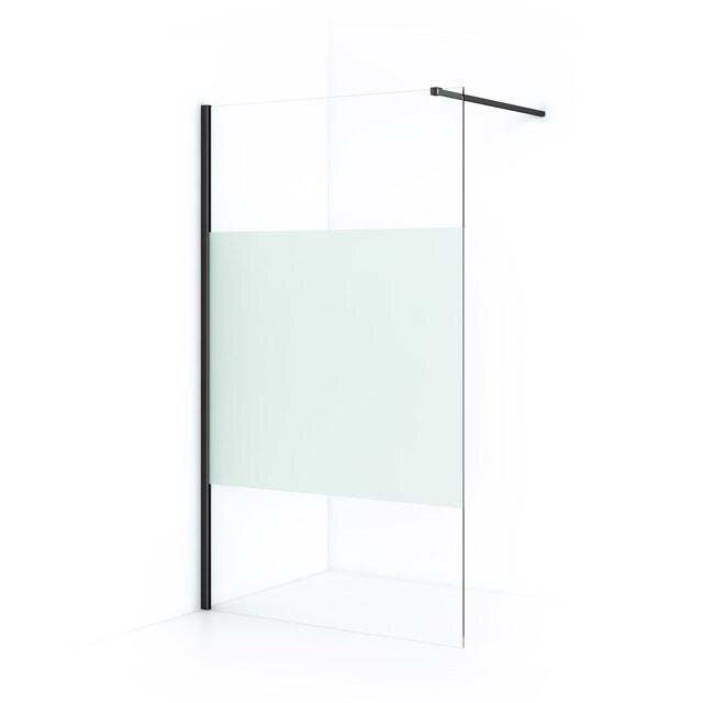 Maxaro Inloopdouche Diamond 120cm 8mm Helder Veiligheidsglas met Matte Strook Zwart Chroom