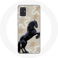 Maniacase Etui voor Samsung Galaxy A51 5G Friese paardenrace zwart