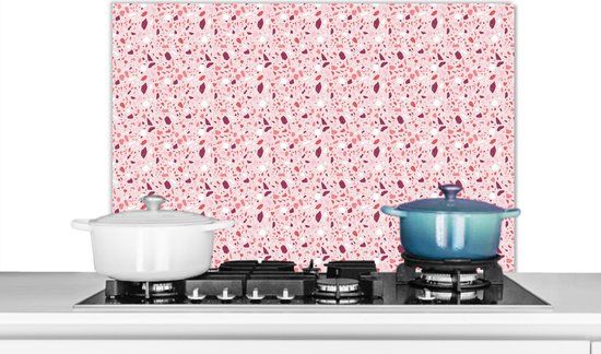 KitchenYeah Spatscherm keuken 90x60 cm - Terrazzo - Klei - Aluminium