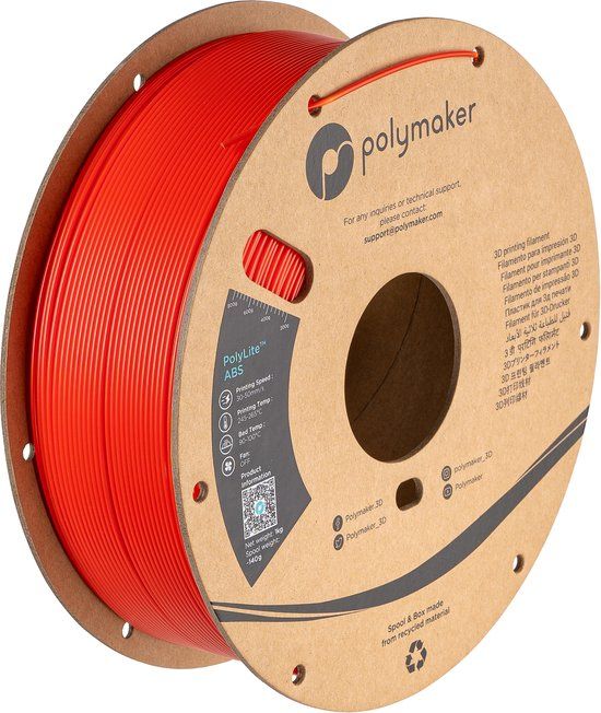 Polymaker PolyLite Filament ABS kunststof Geurarm 1.75 mm 1000 g Rood