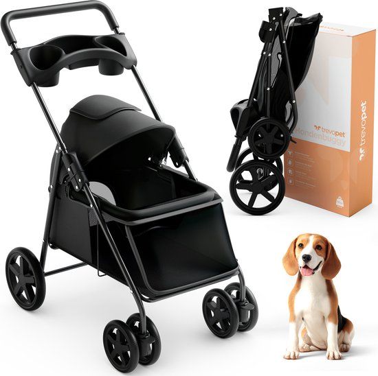 TrevoPet® Inklapbare Hondenbuggy - Zwart