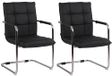 CLP Set van 2 stoelen Gandia, met armleuningen, bekleed met echt leer, zwart, met chroomkleurig frame