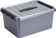 Sunware 3x Q-line Boîte de rangement - 15 Litres - 40 x 30 x 18 cm - Plastique - Boîte de rangement - Gris