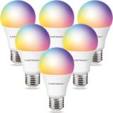 Hoftronic Smart E27 WiFi LED Lampe Set van 6 - RGBWW - 10W - Dimmable - Smart Home Compatible