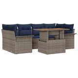 vidaXL Tuinbank Set 7 st Grijs Poly rattan
