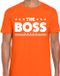 Bellatio Decorations The Boss T-shirt - Oranje - Heren - Maat M