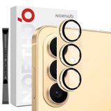 Samsung Galaxy S26 Northjo Protection complète de l'objectif de l'appareil photo en métal mat et verre trempé - Doré
