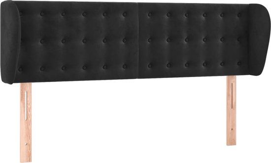 vidaXL Hoofdbord met randen 147x23x78/88 cm fluweel zwart