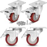 Moogiitools set van 4 zwenkwielen 76 mm met rem