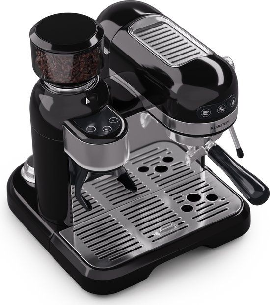 Klarstein Espresso Portafiltermachine - Retro Mini-Espressomachine met Melkopschuimer - Zwart