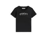Tommy Hilfiger T-shirt zwart Meisjes Katoen Ronde hals Logo - maat 164