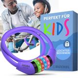 Büchel Kinderfietsslot I Kleurrijk en sleutelloos I Combinatiefietsslot, kinderfietsaccessoires, kinderfietsslot kinderfietsaccessoires I Paars