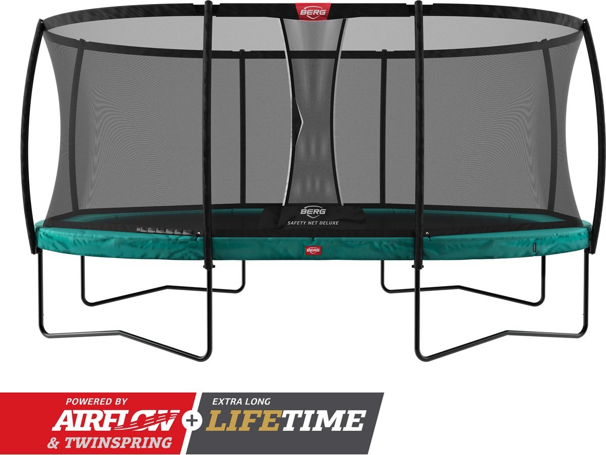 Berg Trampoline ovaal Champion Regular Groen 520 cm met veiligheidsnet deluxe