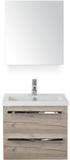 BES LED Seville Badmeubelset 60 cm - Craft Oak - Keramische Wastafel Wit Djazz met Spiegelkast