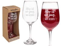 Out of the blue Wijnglas, Ouder is als jong, alleen beter, voor ca. 420 ml, ca. 22,5 cm, in verpakking van kraftpapier