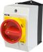 Eaton Interrupteur principal T0 20A Montage en saillie 7 pôles fonction ARRÊT D'URGENCE avec bouton rotatif rouge et collier de verrouillage jaune 218965