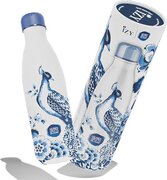 IZY Drinkfles - Prints - Heinen Delfts Blauw - Inclusief donatie - Waterfles - Thermosbeker - RVS - 12 uur lang warm - Kerstcadeau - 500 ml