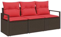 vidaXL Tuinbank - Set - 3-delig - Bruin en Rood - Polywood