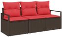 vidaXL Tuinbank - Set - 3-delig - Bruin en Rood - Polywood