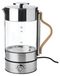 Stelton Emma Bouilloire, 1,2 litre, réglage de température 40-100 °C, fonction maintien au chaud, verre borosilicaté et acier inoxydable, 1350 W, poignée en bois, transparent/acier