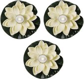 Merkloos 3x waterlelie met led-licht - wit - d13 cm - kunststof - drijvend - werkt op batterijen