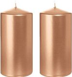 Trend Candles Bougie cylindrique/bougie tronc - 2x - or rose - 6 x 12 cm - 40 heures de combustion