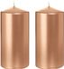 Trend Candles Bougie cylindrique/bougie tronc - 2x - or rose - 6 x 12 cm - 40 heures de combustion