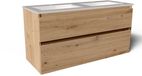 Saniclass Vita Badkamermeubelset - 120x60x46cm - 2 lades - greeploos - 2 wasbakken - 2 kraangaten - overloop - keramiek - rustiek eiken