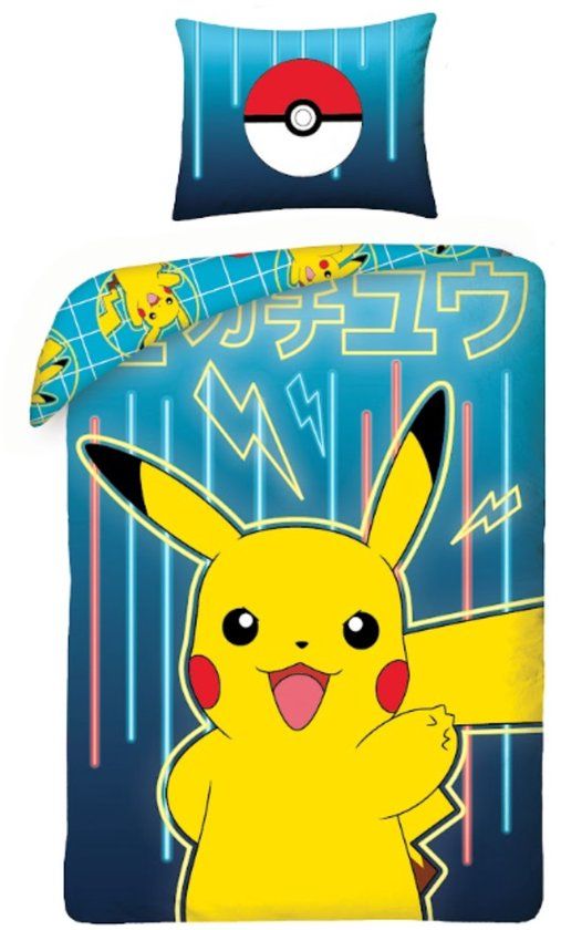 4KidsOnly Pokemon Dekbedovertrek - 140 x 200 cm - Polyester - Blauw