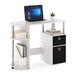 Furinno Computer studiebureau met vuilnisladen, wit eiken/roestvrij staal/zwart, 39,62 (D) x 97,54 (B) x 72,39 (H) cm