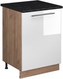 Vicco Keukenonderkast Fame-Line, Wit Hoogglans/Goudkleurig Eiken, 60 cm