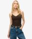 Superdry Essential Lace Trim Crop Cami, Brown, Size: 14-16