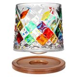 Uten Draaibaar ouderwets kristal whiskyglas, 275ml/10oz met houten onderzetter